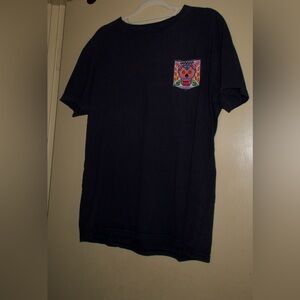 Dominga Black T-Shirt with Colorful Crotchet Skull Pocket